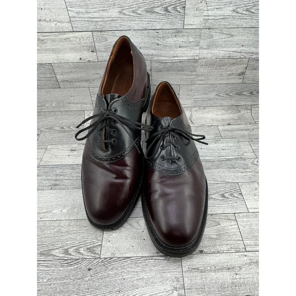 Allen Edmonds Corporate Casuals Men Sz 10 D Saddle Shoes Burgundy Black Leather